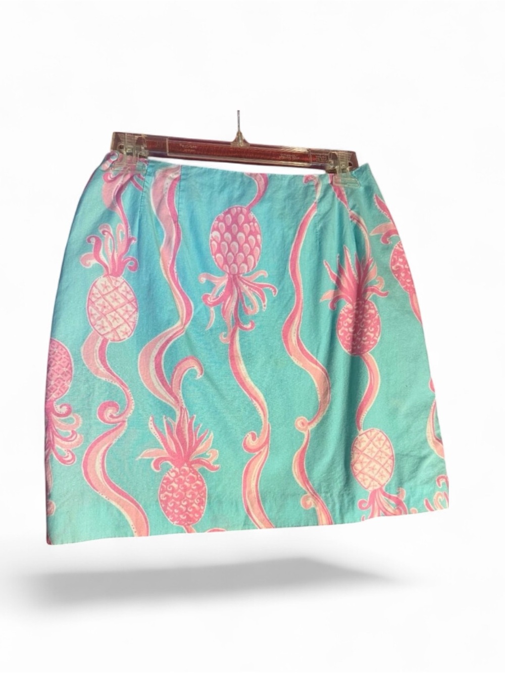Lily Pulitzer Turquoise & Pink Pineapple Print Lined Mini Skirt Sz 4